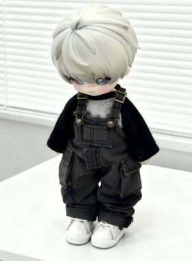bjd娃衣 黑色工装连体裤休闲套装 12分BJD娃娃OB11
