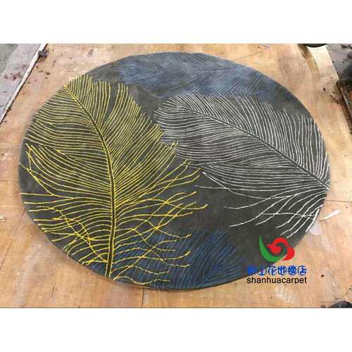 新中式抽象羽毛地毯手工进口羊毛客厅茶几沙发地毯卧室客房床前毯
