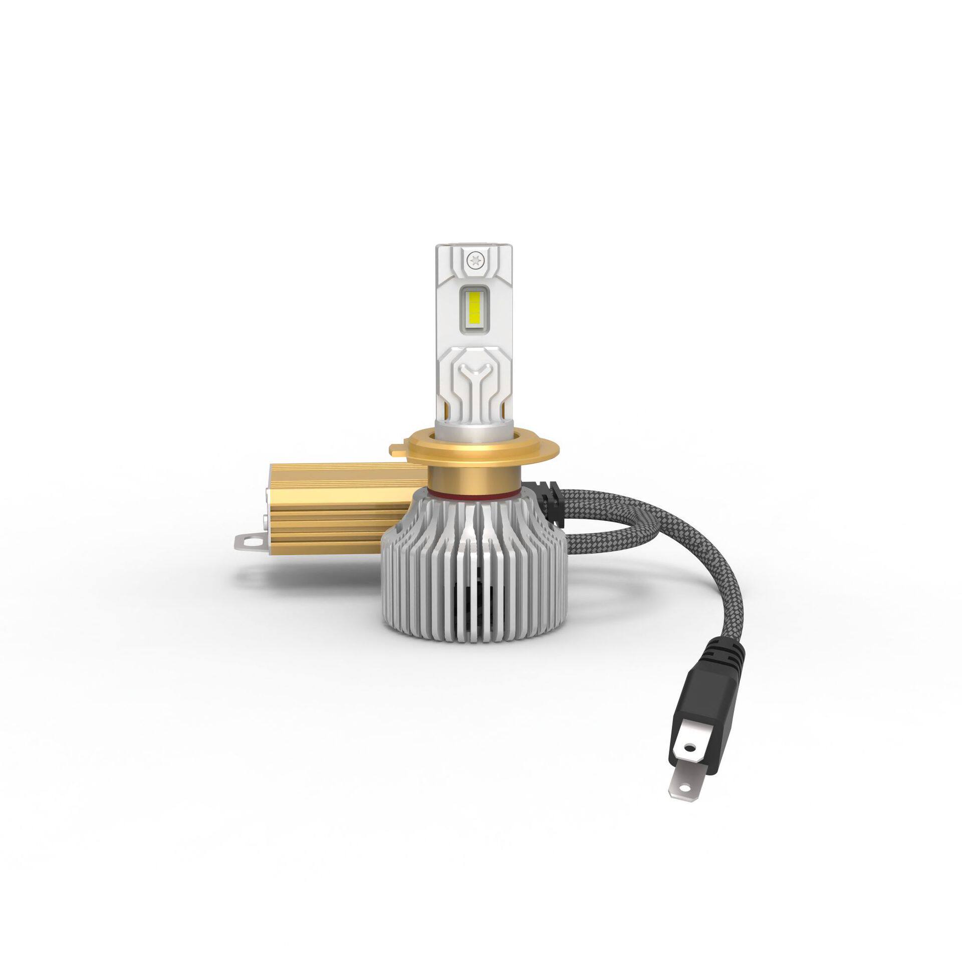 汽车LED大灯H7H4双铜管散热140W功率led前照明灯9005H11雾灯解码