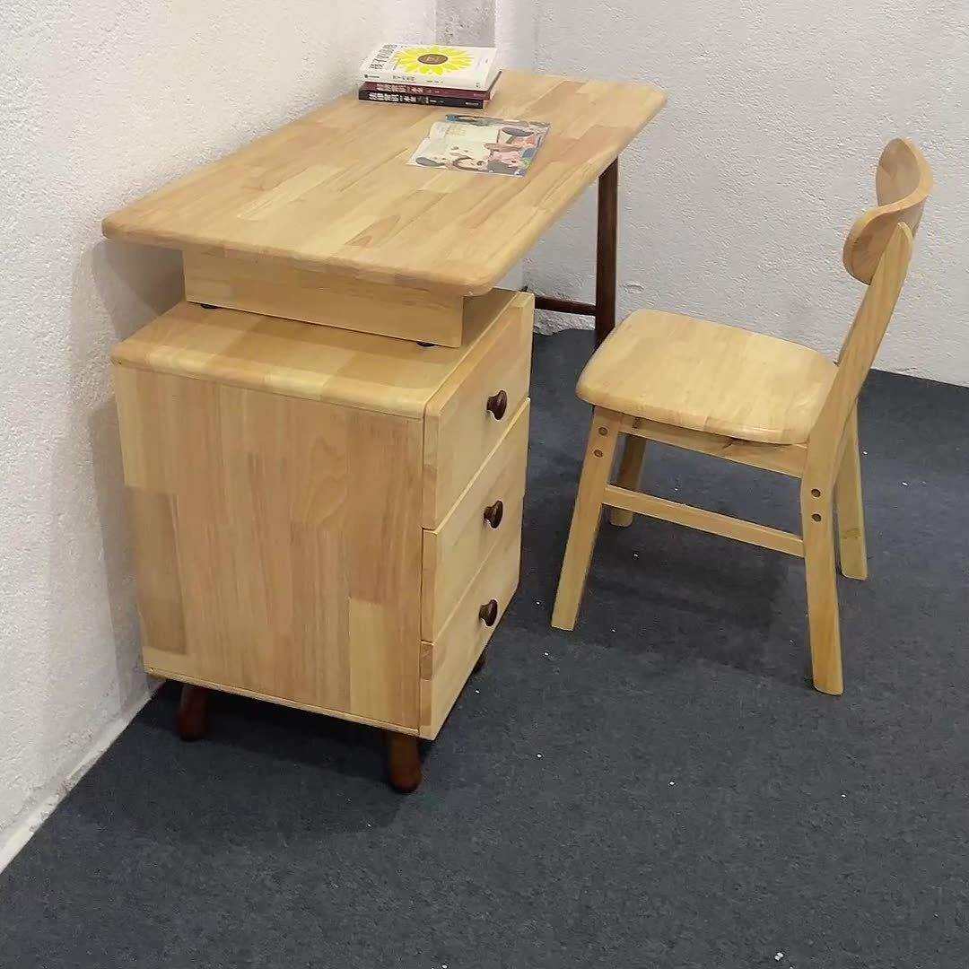 可伸缩实木书桌儿童学习桌椅家用卧室小户型环保写字台小学生桌椅