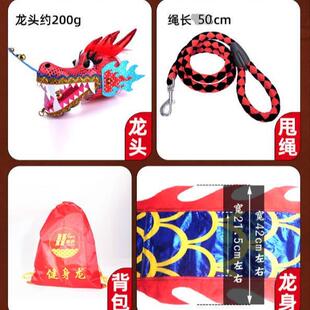 广场健身甩甩龙儿童舞龙彩带甩彩龙彩条初学耍龙健身龙头道具小孩