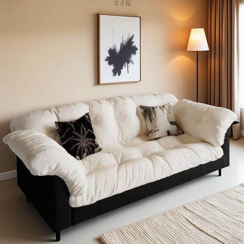 复古慵懒风山茶花布艺沙发直排小户型公寓出租房客厅