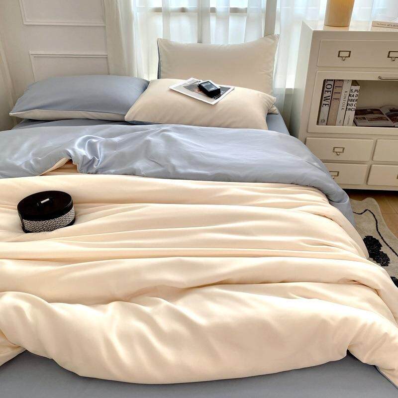 夏季冰丝四件套水洗被套夏天凉感天丝床单学生宿舍三件套床笠