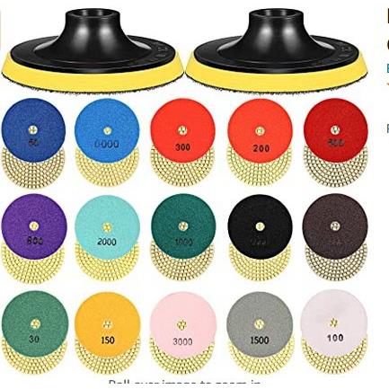 17PC跨境爆款4寸金刚石水磨片 石英石材抛光片 大理石打磨片