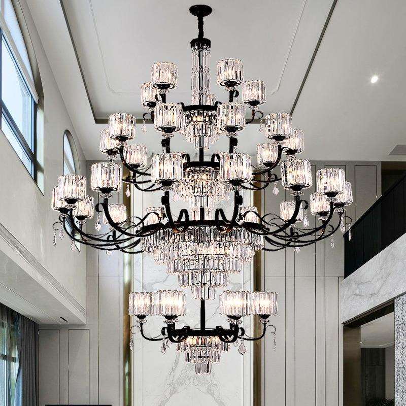 复式楼别墅客厅大吊灯现代简约楼中楼挑空跃层轻奢大气水晶大厅灯