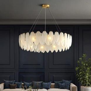 羽毛玻璃吊灯后现代简约卧室餐厅灯 法式 意式 轻奢客厅主灯设计师款