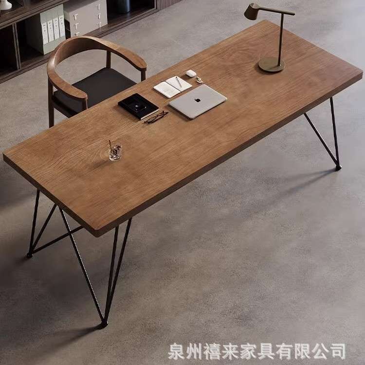 北欧实木台式电脑桌家用简约办公桌卧室书桌大板桌现代长条工作台