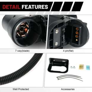美式皮卡拖车挂车7针母头线束7芯拖车插头连接器