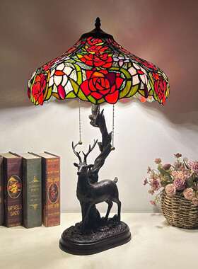 汇璟欧式蒂凡尼台灯酒吧书房卧室经典田园风格图案装饰高奢温馨台