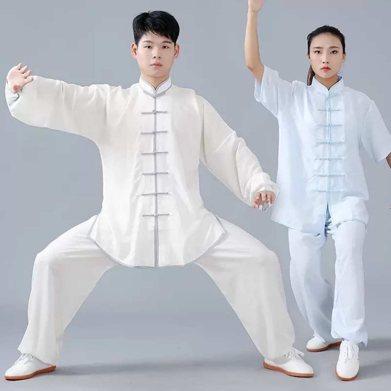 太极服女练功服男春夏新款棉麻太极拳服短袖武术服团队表演服套装