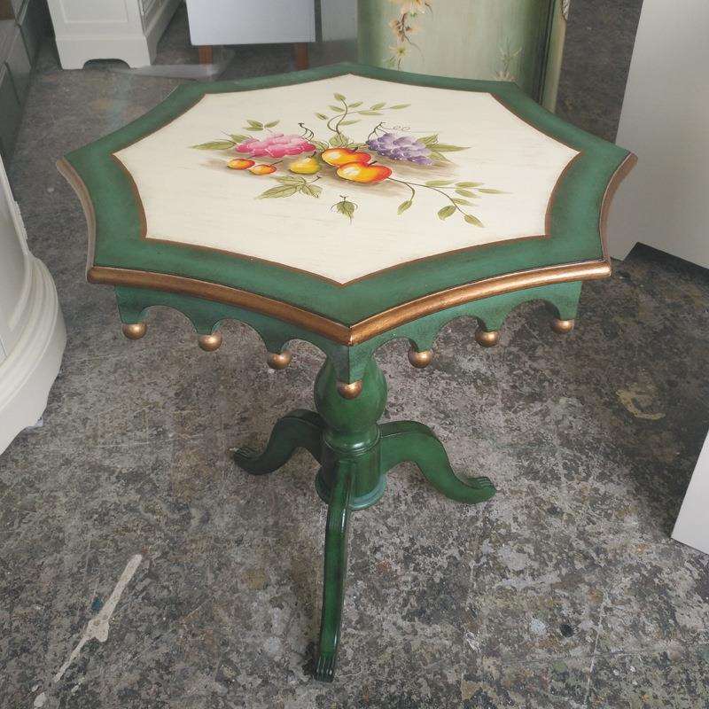 美式彩绘家具客厅边几角几沙发旁边桌法式实木小茶几复古工厂