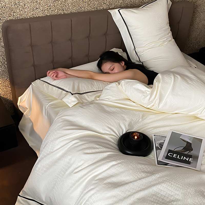 赫莲娜 简约轻奢法式100支长绒棉四件套床品提花