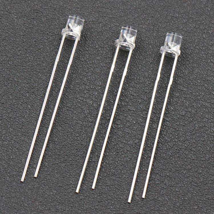 发光二极管F3/3mm平头透明长脚有边白红蓝绿黄光高亮 LED直插灯珠