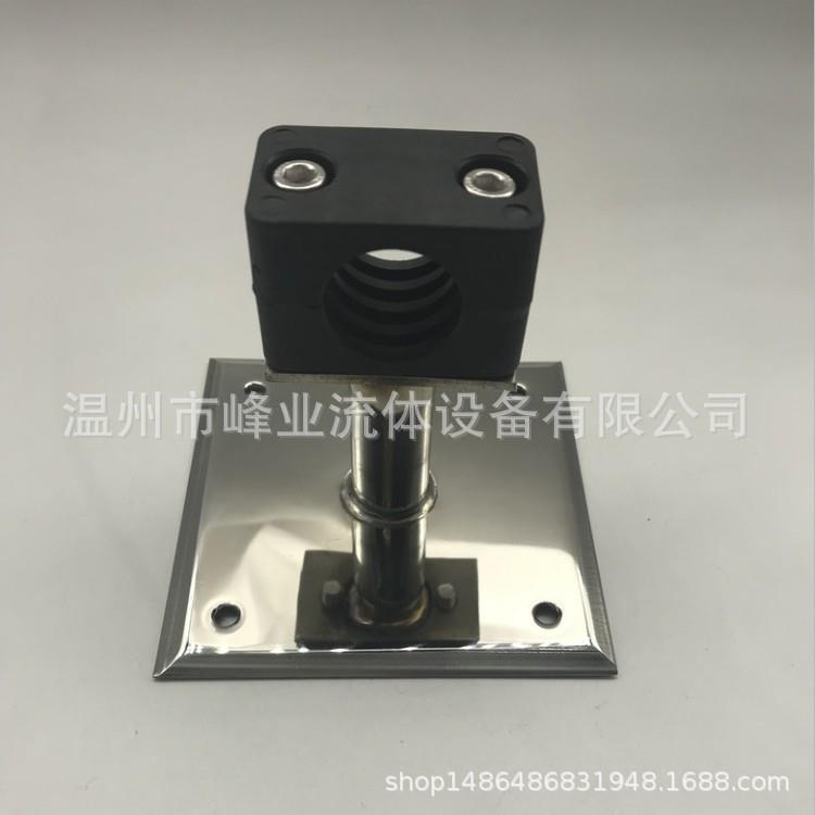 304不锈钢方板塑料管支架四方底盘防静电管子夹固定管道支架管卡