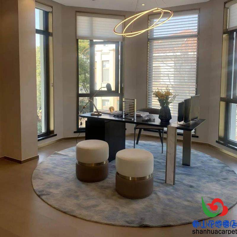 新中式水墨画圆形手工晴纶羊毛别墅客厅茶几地毯餐厅书桌大厅地毯,居家布艺,地毯,淘宝优惠券,粉丝福利购,淘宝优惠卷