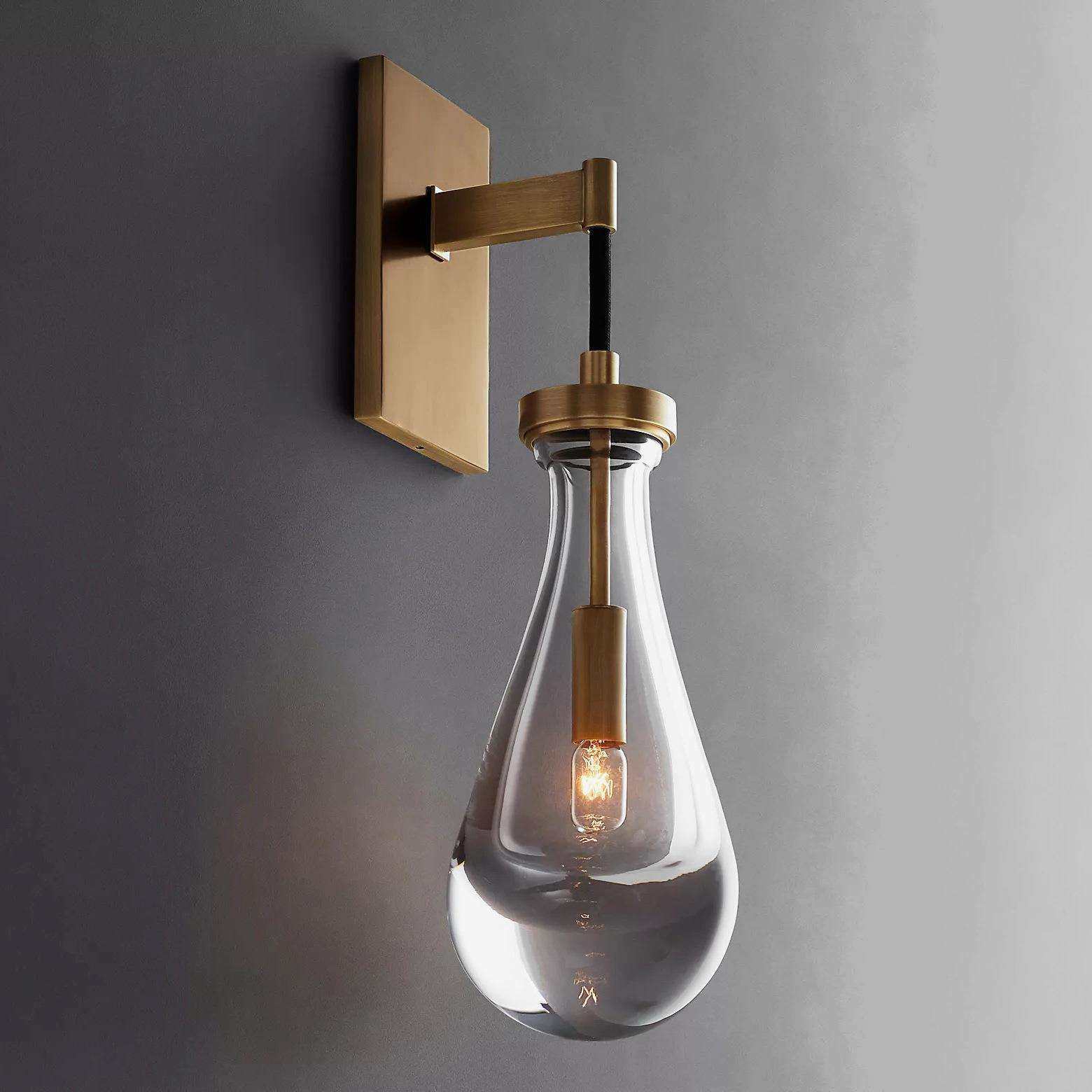 美式RH复古轻奢别墅楼梯客厅出口灯具新款式水晶壁灯公寓古铜色