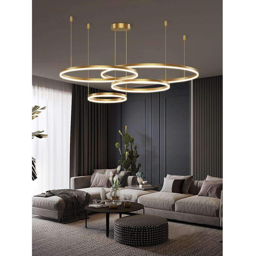 客厅吊灯全铜现代简约大气餐厅主卧室极简轻奢全光谱灯具套餐组合