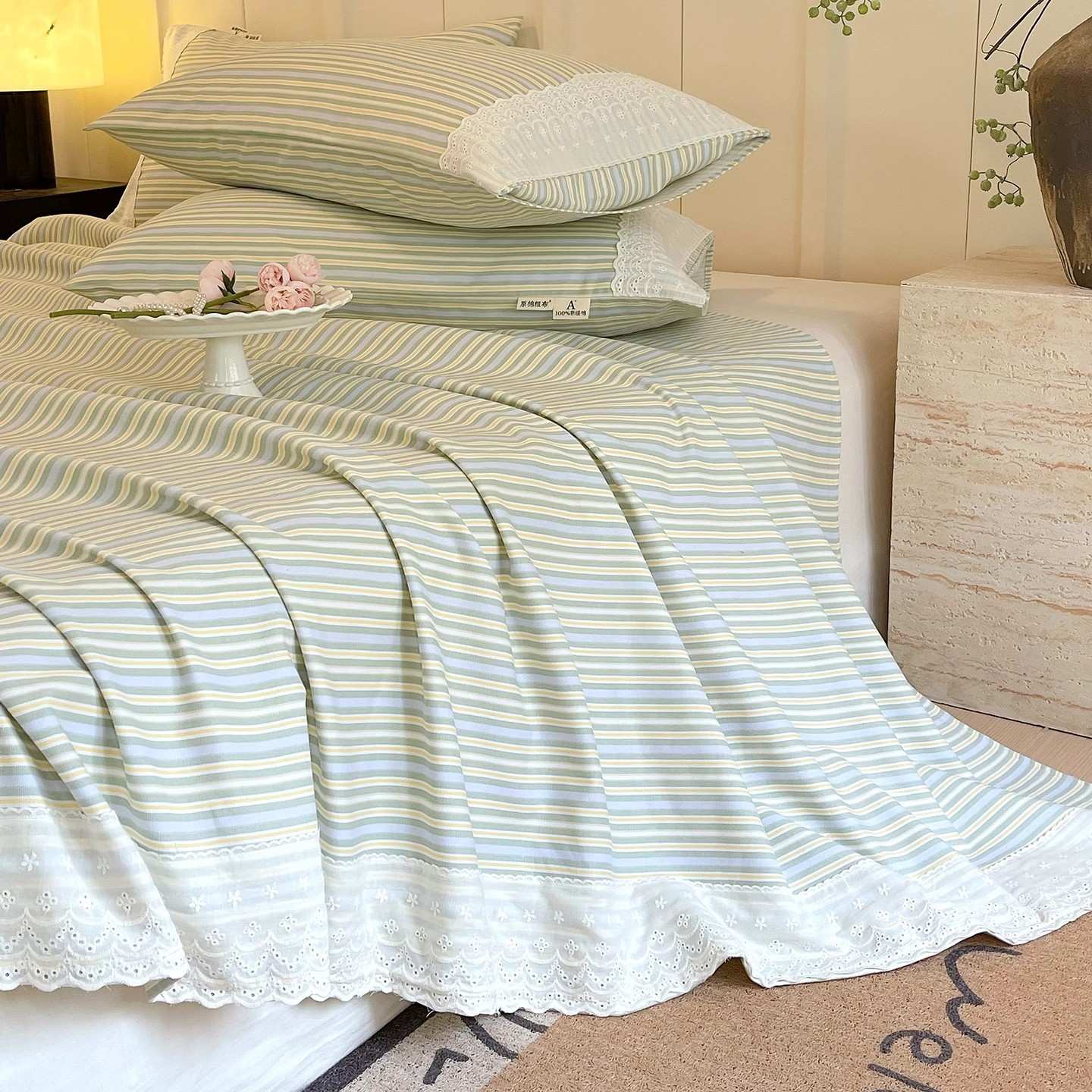 花边款纯棉老粗布床单单件100全棉被单人榻榻米棉麻炕单盖三件套