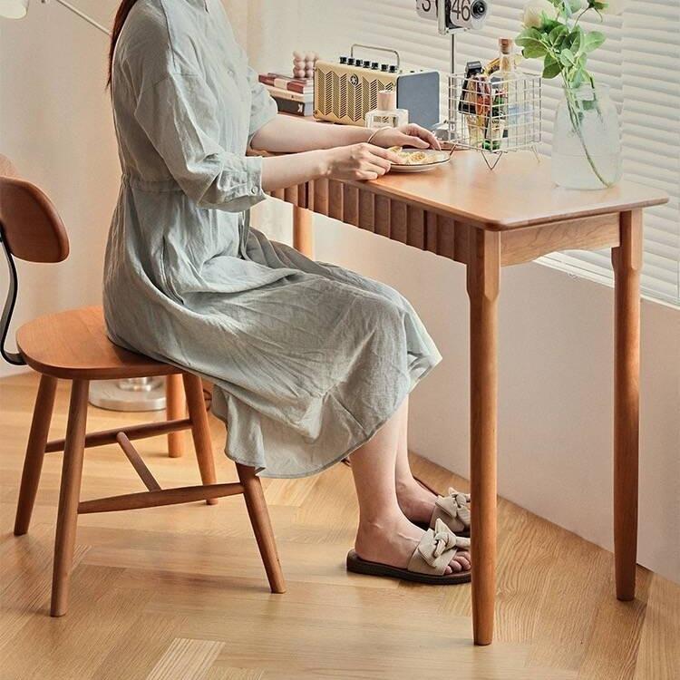 集美小桌北欧实木长条窄桌靠墙玄关带抽屉案几现代供桌书桌樱桃木