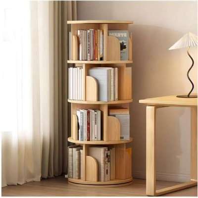 实木色旋转书架360家用书柜客厅学生落地书架移动置物架旋转书架