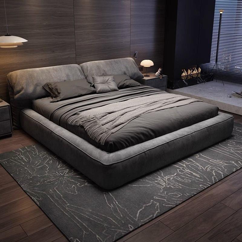 大象耳朵主卧软床简约现代双人大床意式轻奢卧室极简奶油风单人床