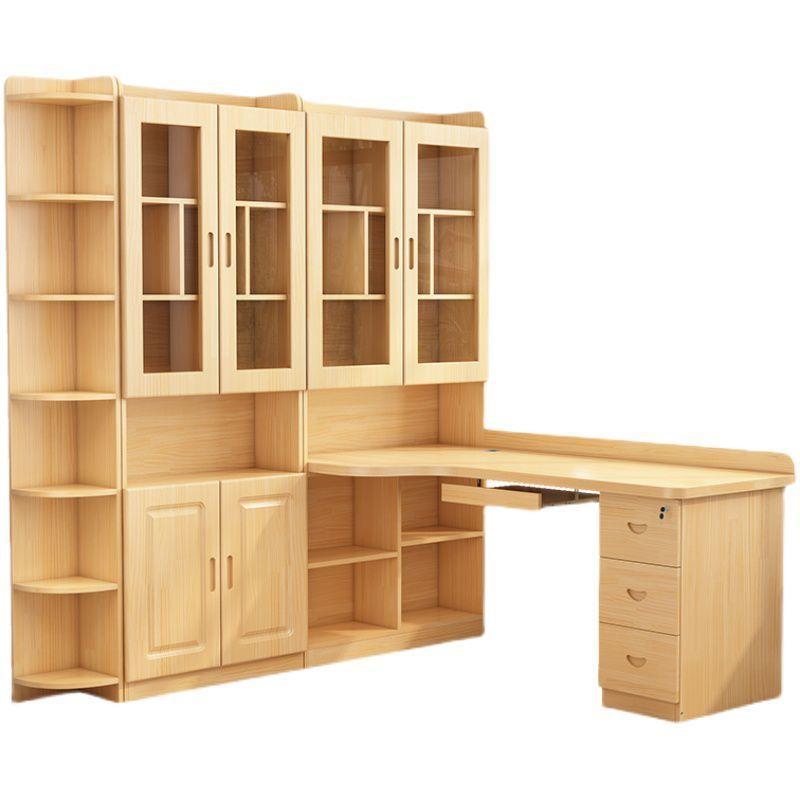 儿童学习桌加厚桌实木转角书桌电脑桌家用一体书架卧室组合办公