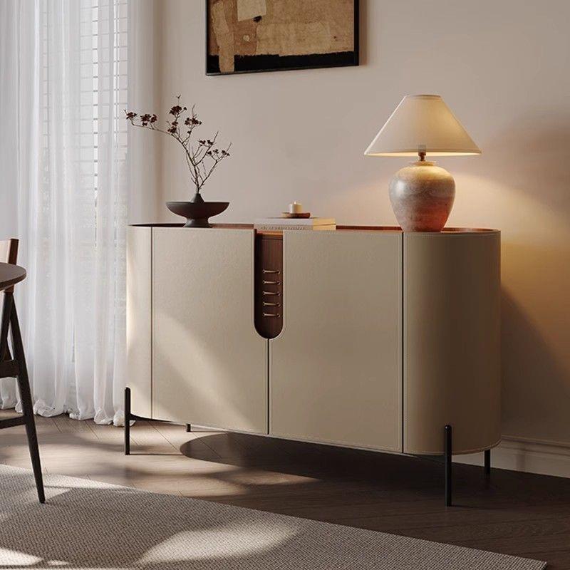 中古玄关柜餐边柜现代简约轻奢马鞍皮意式极简入户客厅储物斗柜子