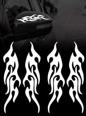 TOALL 4片7.48英寸火焰反光贴纸 汽车赛车运动条纹装饰 车身侧面