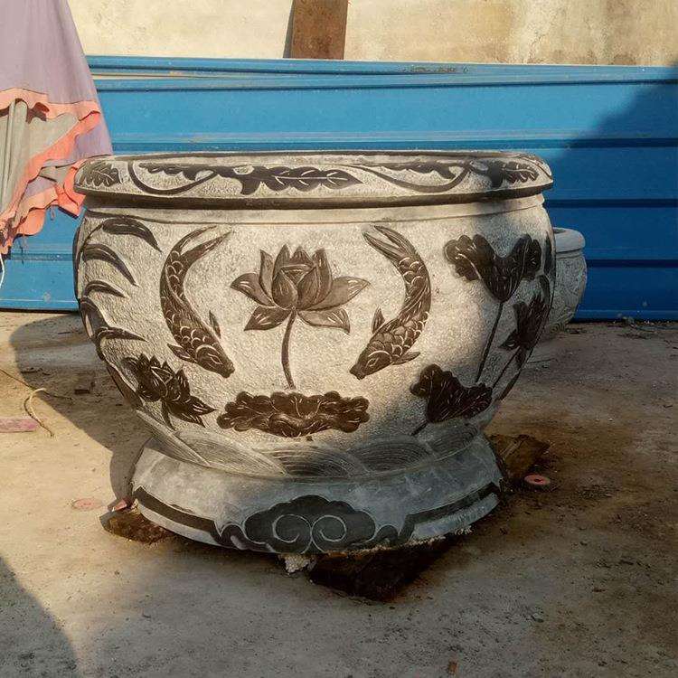 厂家直销旧石雕龙缸花盆 庭院拴马桩景区仿古石雕装饰摆件