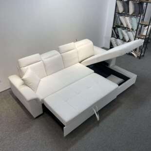 北欧风两用折叠沙发床 L型转角贵妃带储物箱多功能沙发床