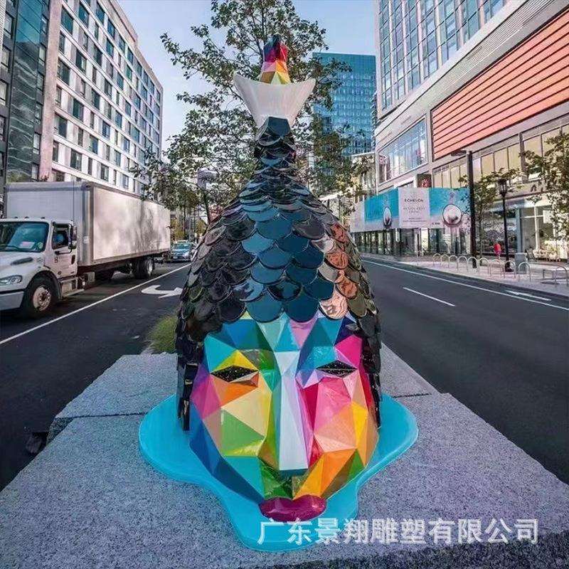 大型玻璃钢几何切面雕塑户外仿真园林熊创意彩绘动物模型景观摆件