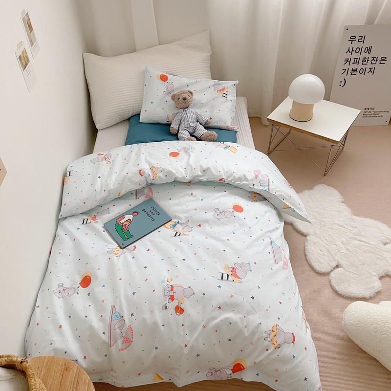 全棉可爱河马幼儿园被子三件套宝宝纯棉六件套被褥午睡床上用品