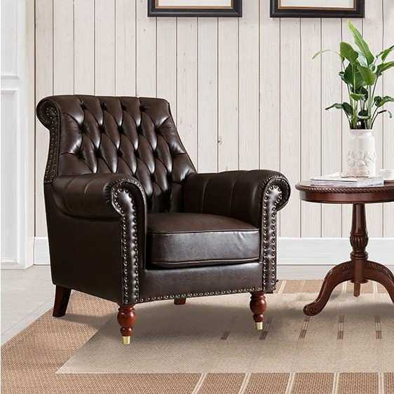 美式乡村皮艺沙发新古典沙发酒店美式沙发咖啡厅美式拉扣沙发