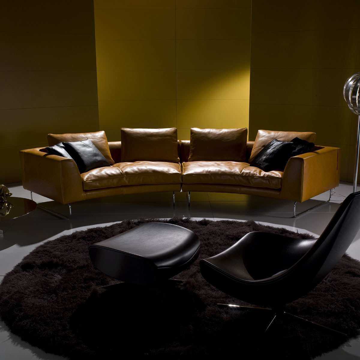 意式简约皮艺弧形组合多人办公室沙发会客区酒店等候区酒店沙发