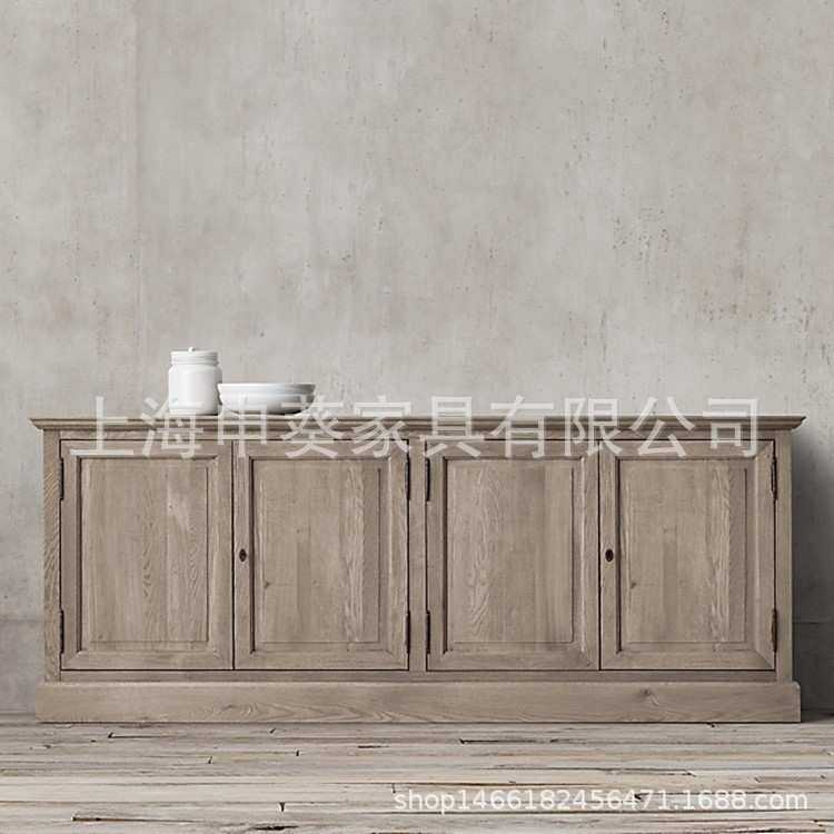 美式乡村实木复古做旧储物柜简约视听电视柜别墅样板房酒店家具