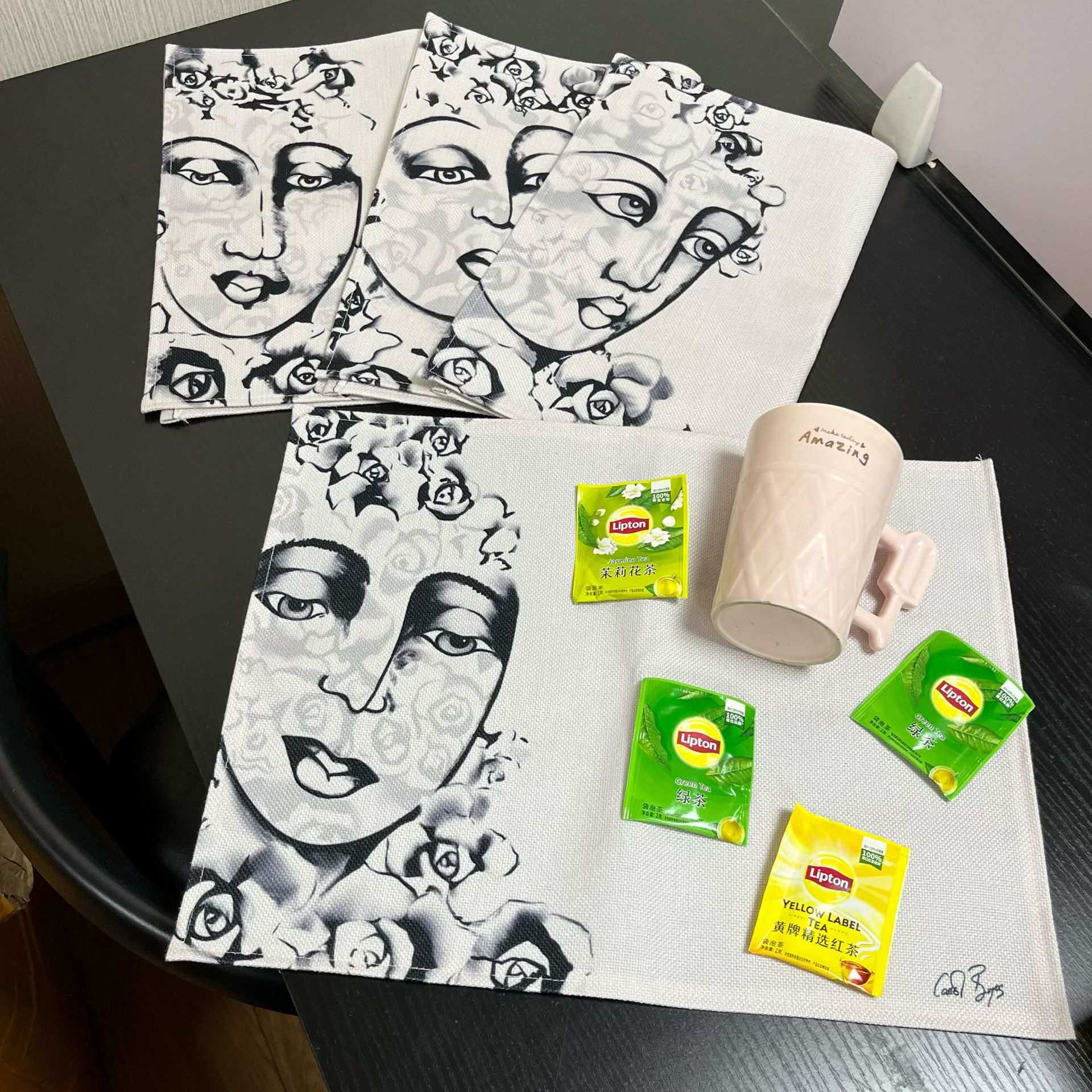 现代carrol boyes餐垫人物西餐垫家用长方形隔热垫4人座