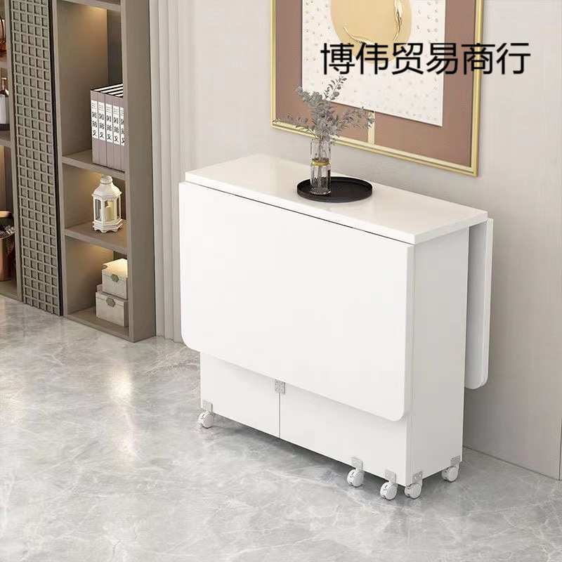 折叠餐桌家用小户型简易多功能可移动带轮出租房长方形吃饭小桌子