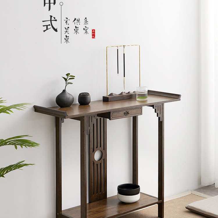 新中式玄关桌实木窄长条案现代简约靠墙玄关案台供奉桌端景台rω