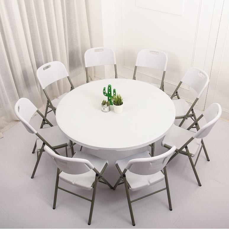 Y180折叠圆桌家用简易大圆桌面塑料可折叠餐桌饭桌户外简约餐桌椅