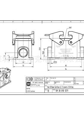 HARTING浩亭09300101271哈丁Han B矩形连接器10 B 低结构 双锁扣