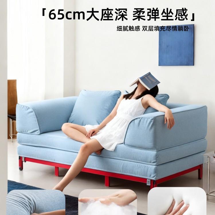 法式中古风实木沙发客厅小户型阳台贵妃可折叠单人沙发床一体两用