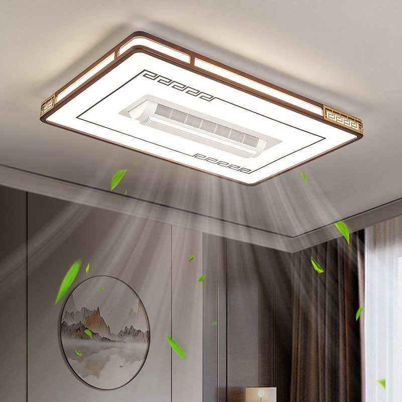 新中式全铜客厅吸顶灯无叶风扇灯全光谱实木静音电扇灯广东中山灯