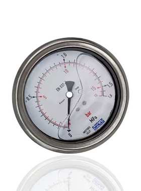 wika不锈钢压力表轴向充油耐震全钢304横装YNBF100Z 1.6MPa 16bar