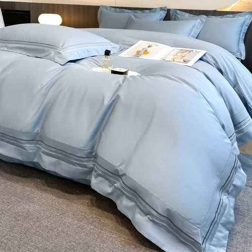 七星级酒店风纯棉四件套全棉刺绣简约被套春夏季轻奢床单床上用品