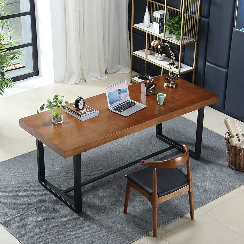 北欧实木办公桌台式学习台简约家用书桌写字台桌子电脑桌加厚桌面