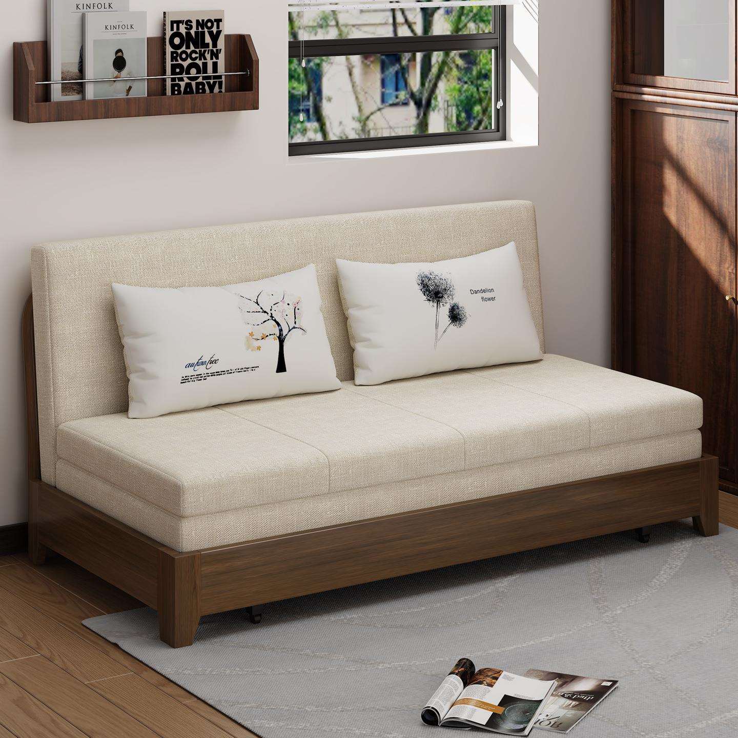 实木简易沙发床多功能折叠两用小户型单人沙发床办公室2025新款