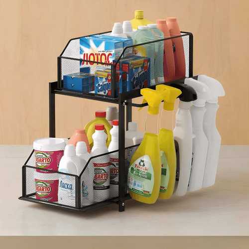 置物架家用调料橱柜抽屉式厨房下水槽置物架浴室台面抽拉置物架