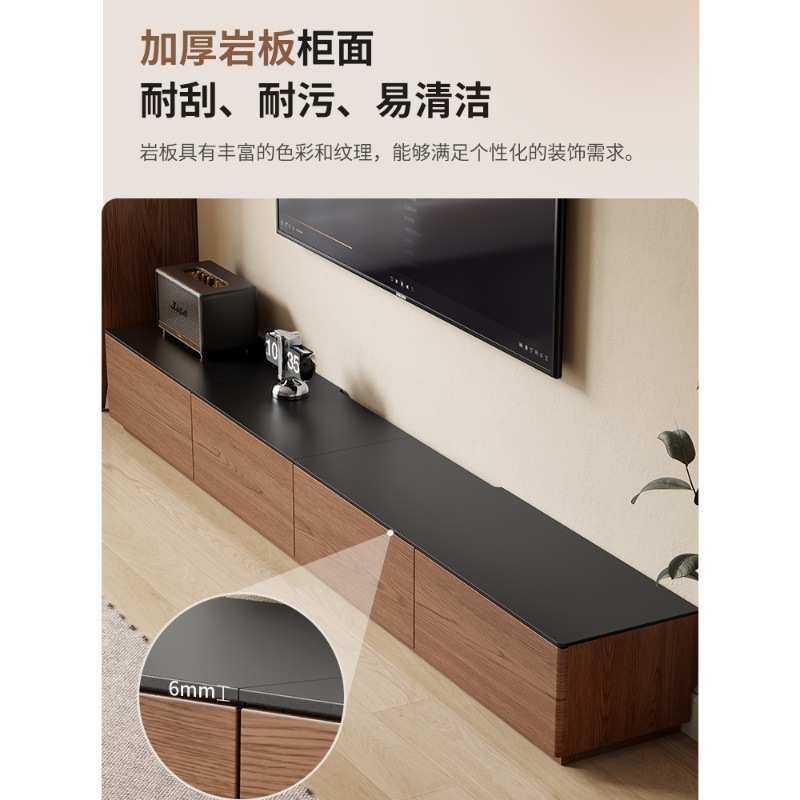 实木落地电视柜胡桃色储物柜中古风极简客厅岩板拼接地柜边柜,3C数码配件,USB灯,淘宝优惠券,粉丝福利购,淘宝优惠卷