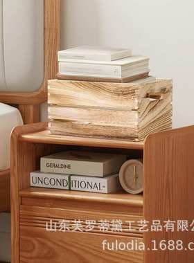 三件套焦黄色收纳盒 田园风格实木带盖可手提卧室卫生间收纳盒