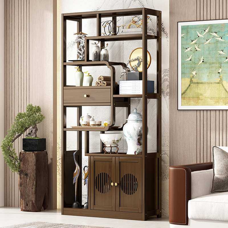 博古架新中式茶具置物架茶室多宝阁古董摆件架非实木紫砂壶摆放架